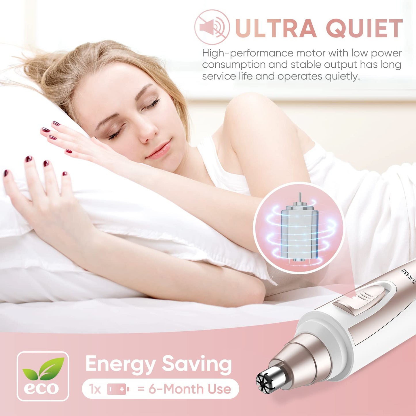 Ear and Nose Hair Trimmer Clipper - 2025 Professional Painless Eyebrow & Facial Hair Trimmer for Men Women, Battery-Operated Trimmer with IPX7 Waterproof, Dual Edge Blades for Easy Cleansing Black