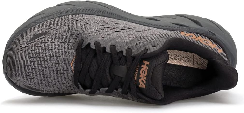 HOKA ONE ONE Womens Clifton 8 Textile Anthracite Copper Trainers 8.5 US