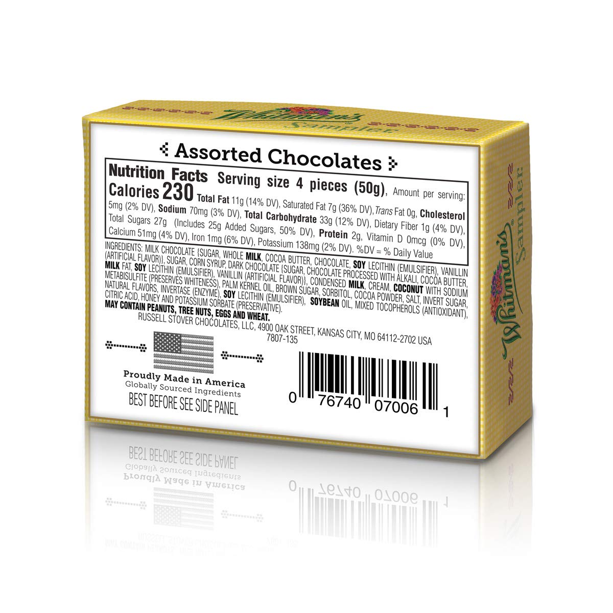Russell Stover Whitman's Sampler Chocolate Box Assortment Box, An Assortment of Nutty, Chewy, Creamy Crispy Milk Chocolate Covered Candies and Dark Chocolate Covered Candies, 24 Ounce