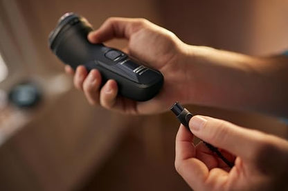 Philips Norelco Shaver 2400 Series, Wet and Dry Electric Shaver, Pop-up Trimmer, P-Cap, Deep Black, Model X3001/90