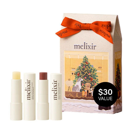 Melixir Vegan Lip Butter Duo – Holiday Stocking Stuffers for Women, Makeup Christmas Gift Set, Hydrating Tinted Chapstick, Shea Butter & Vitamin E for Dry Cracked Lips, Trendy Lip Balm Kit for Girls