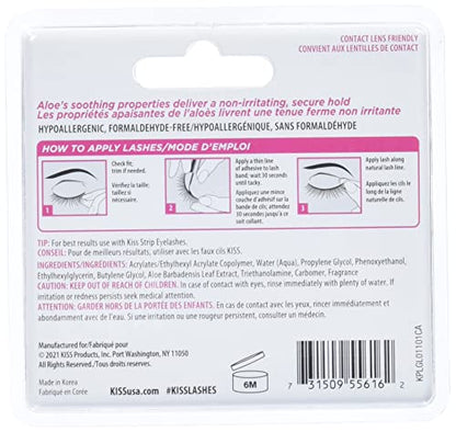 KISS Clear Strip Lash Adhesive With Aloe, Waterproof, Formaldehyde and Latex Free, Odor Free, Cruelty Free, Super Strong Hold Eyelash Glue with Brush Applicator, 0.17 Oz.