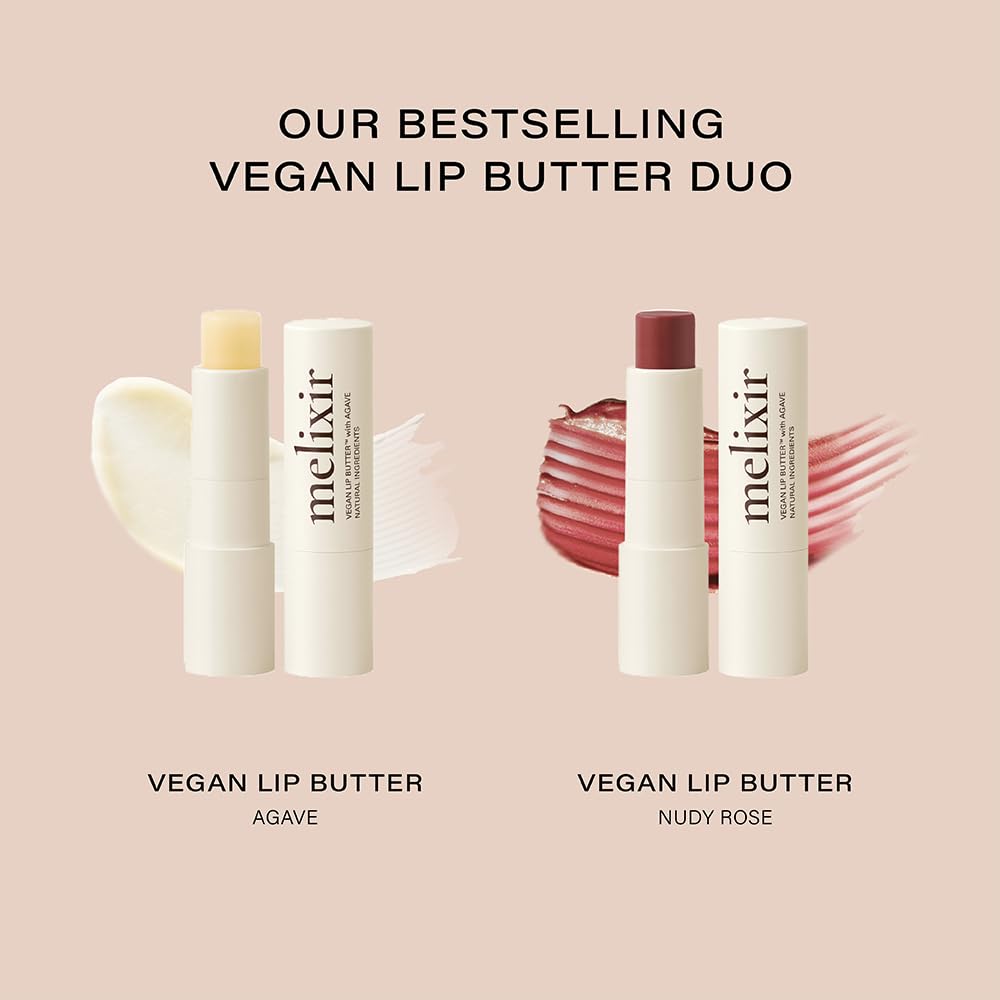 Melixir Vegan Lip Butter Duo – Holiday Stocking Stuffers for Women, Makeup Christmas Gift Set, Hydrating Tinted Chapstick, Shea Butter & Vitamin E for Dry Cracked Lips, Trendy Lip Balm Kit for Girls