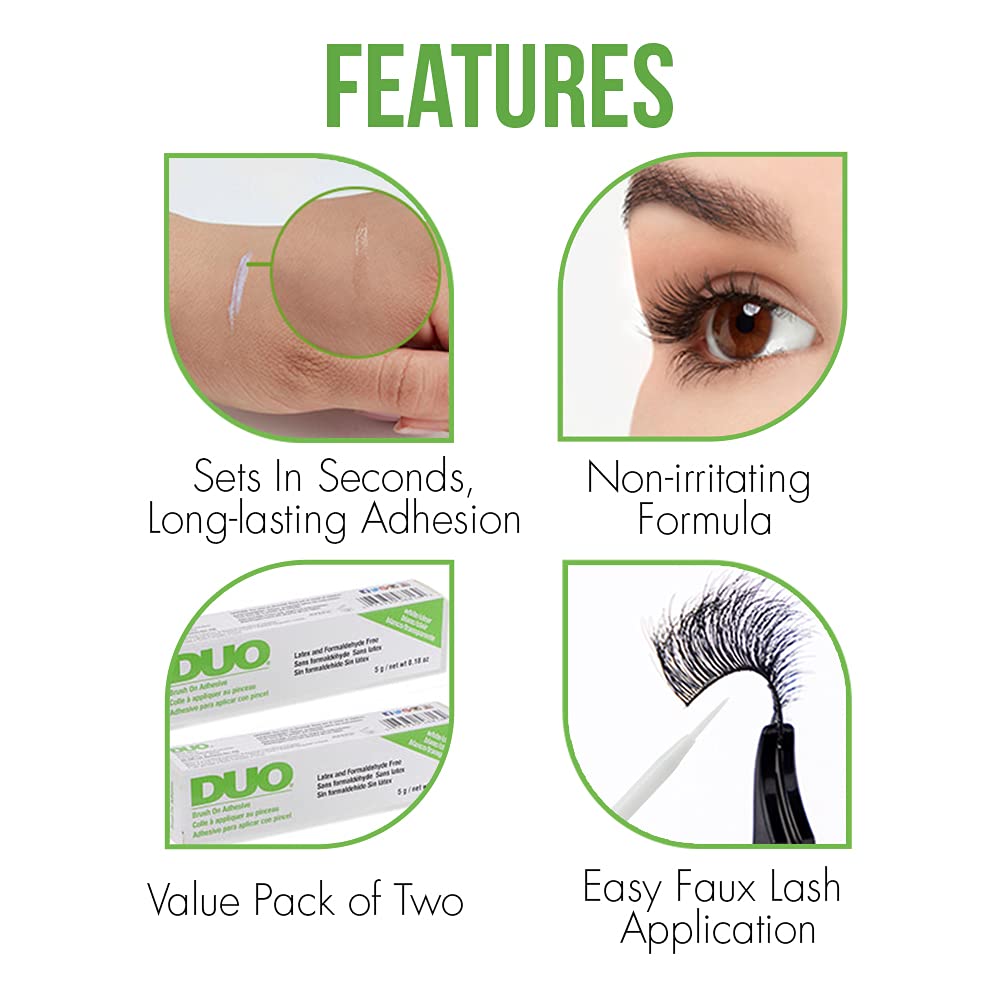 DUO Brush-On Clear Lash Glue –Waterproof Strip Lash Adhesive with Vitamins A, C & E, Long Lasting Eyelash Glue, 0.18 oz, 1 Pack