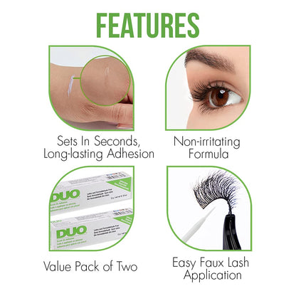 DUO Brush-On Clear Lash Glue –Waterproof Strip Lash Adhesive with Vitamins A, C & E, Long Lasting Eyelash Glue, 0.18 oz, 1 Pack