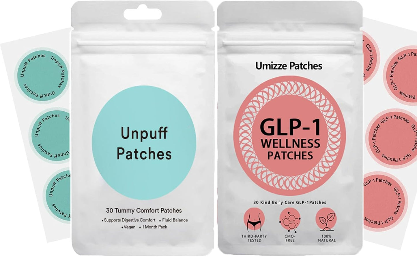 Unpuff & Glp1 Patches Bundle,Natural Ingredients Patch, for Digestive Health and Body Care,Women and Men 60 Pack