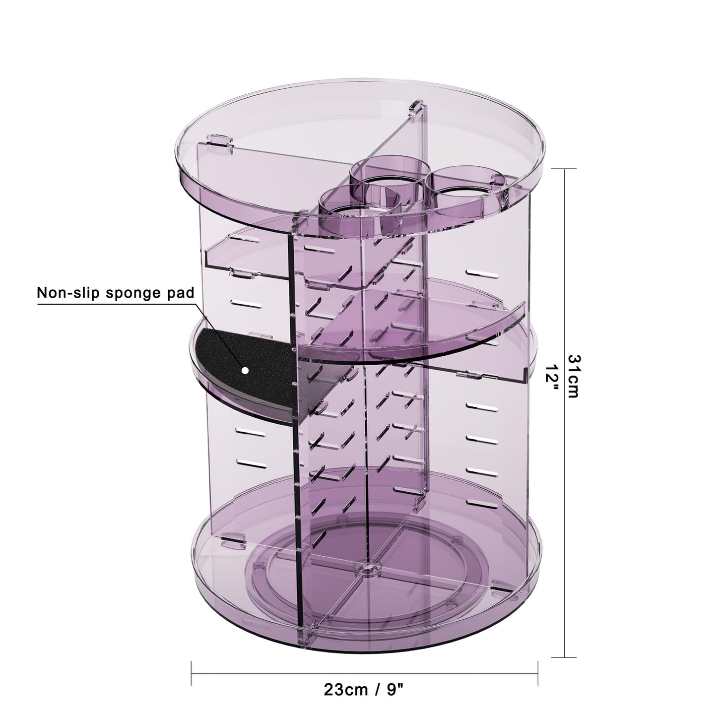 Rotating Makeup Organizer, DIY 8 Adjustable Layers Spinning Skincare Organizer, Cosmetic Display Case with Brush Holder Perfume Tray, Multi-Function Storage Carousel for Vanity Bathroom Countertop