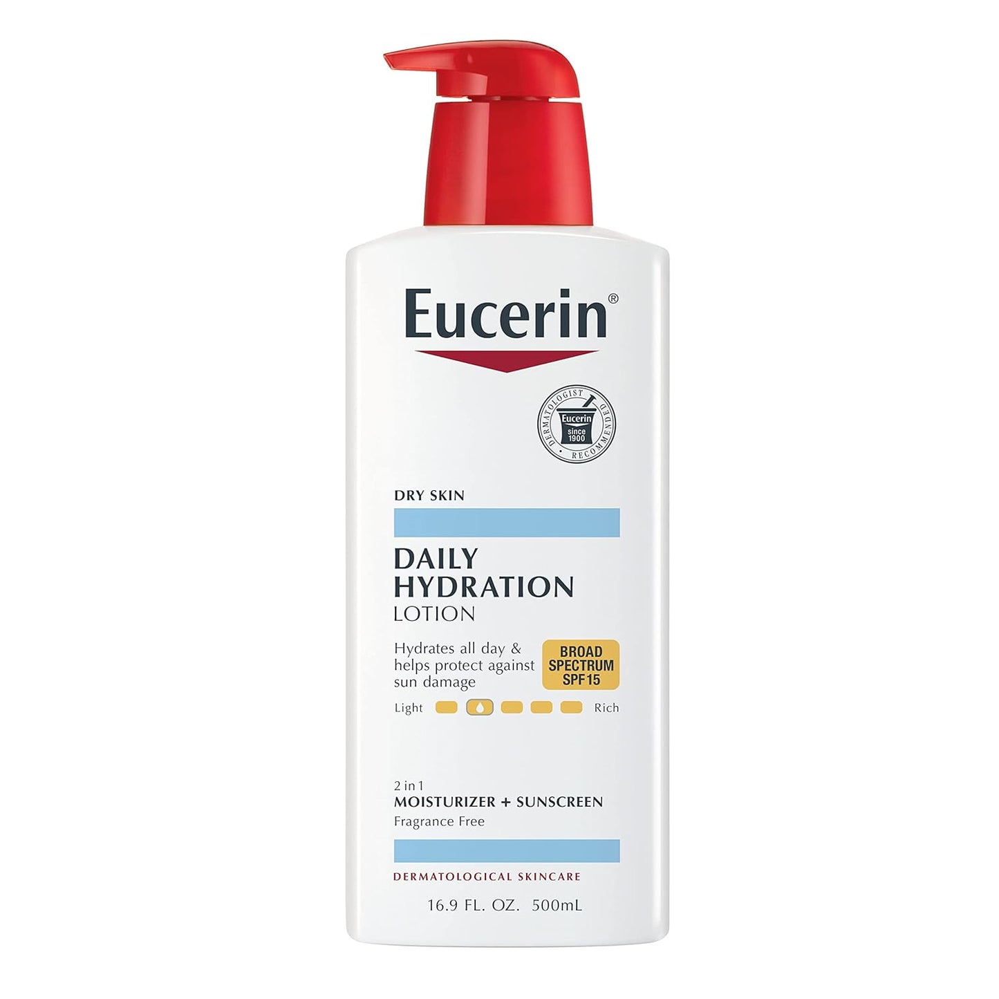 Eucerin Daily Hydration Lotion with SPF 15 - Broad Spectrum Body Lotion for Dry Skin - 16.9 fl. Oz. Pump Bottle