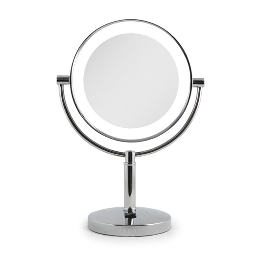 Zadro Laguna 11" LED Lighted Makeup Mirror with Magnification (Large | 15" x 11" | 10X/1X, Satin Nickel)