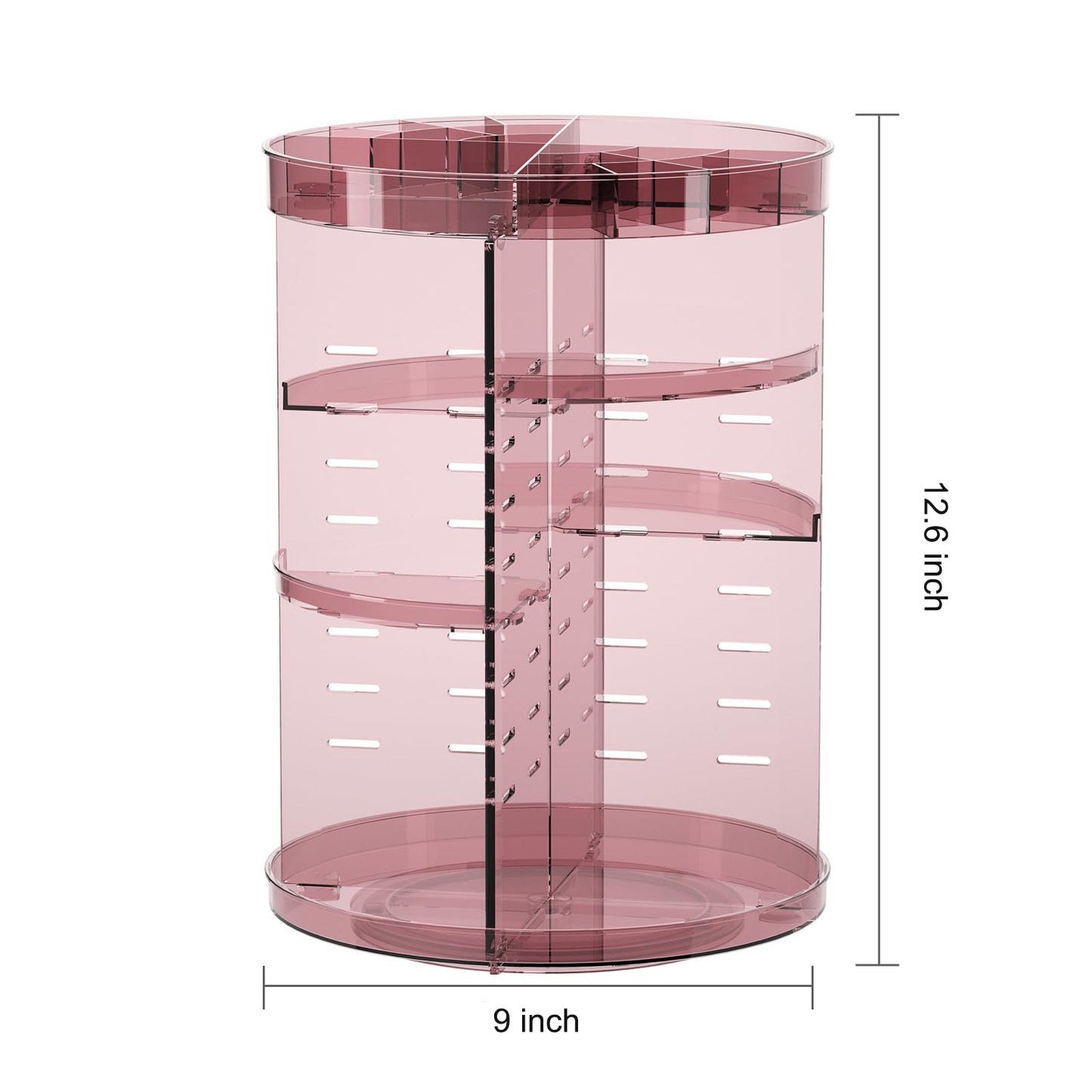 Rotating Makeup Organizer, DIY 8 Adjustable Layers Spinning Skincare Organizer, Cosmetic Display Case with Brush Holder Perfume Tray, Multi-Function Storage Carousel for Vanity Bathroom Countertop