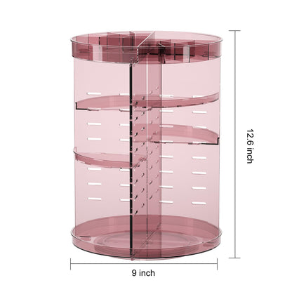 Rotating Makeup Organizer, DIY 8 Adjustable Layers Spinning Skincare Organizer, Cosmetic Display Case with Brush Holder Perfume Tray, Multi-Function Storage Carousel for Vanity Bathroom Countertop
