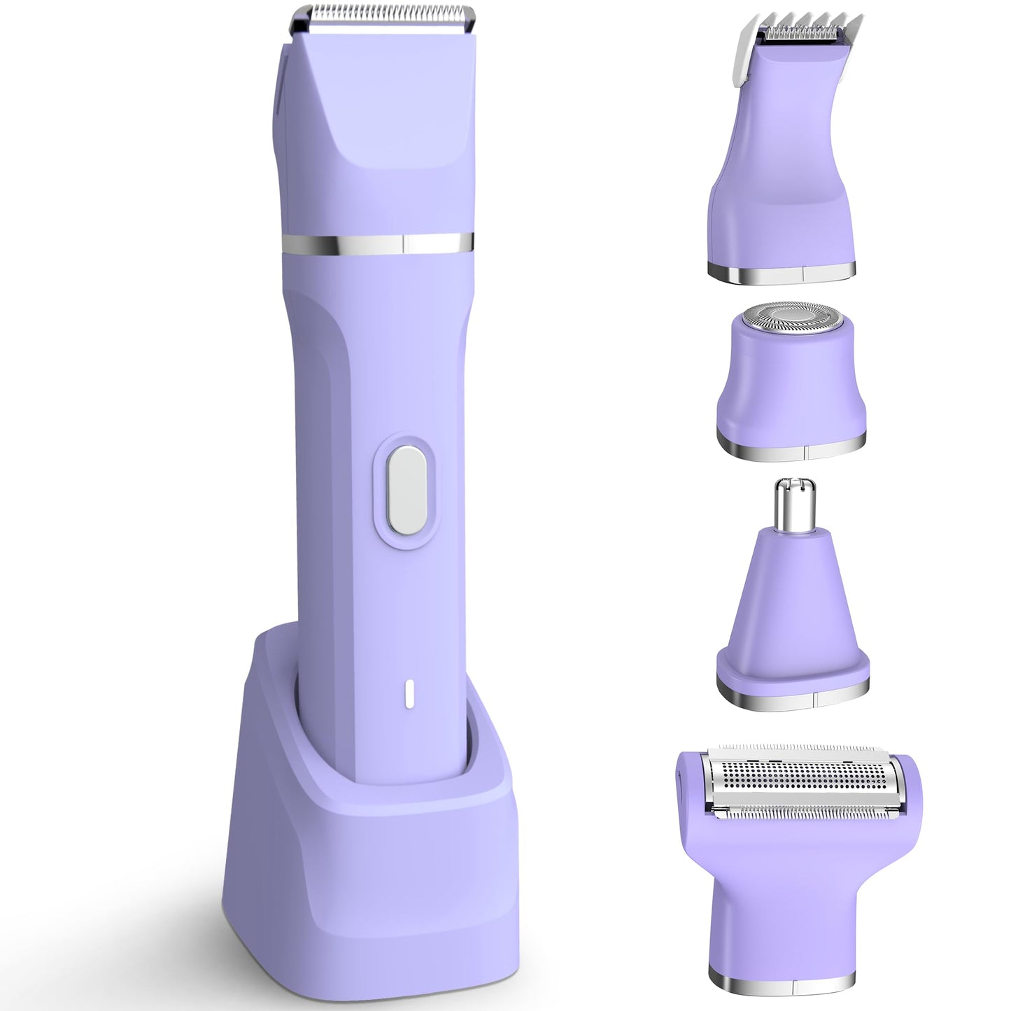 KINGTEE 5-in-1 Electric Bikini Trimmer for Women – IPX7 Waterproof Shaver, Cordless Body & Facial Razors for Women, Ceramic Blades, USB-C Rechargeable, Painless Hair Removal Kit (Blue)