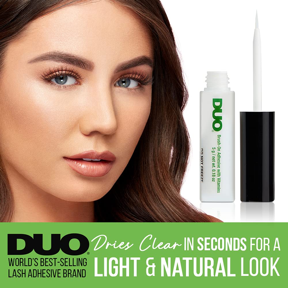 DUO Brush-On Clear Lash Glue –Waterproof Strip Lash Adhesive with Vitamins A, C & E, Long Lasting Eyelash Glue, 0.18 oz, 1 Pack