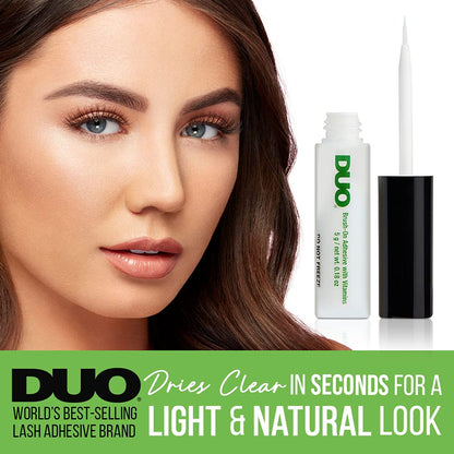 DUO Brush-On Clear Lash Glue –Waterproof Strip Lash Adhesive with Vitamins A, C & E, Long Lasting Eyelash Glue, 0.18 oz, 1 Pack