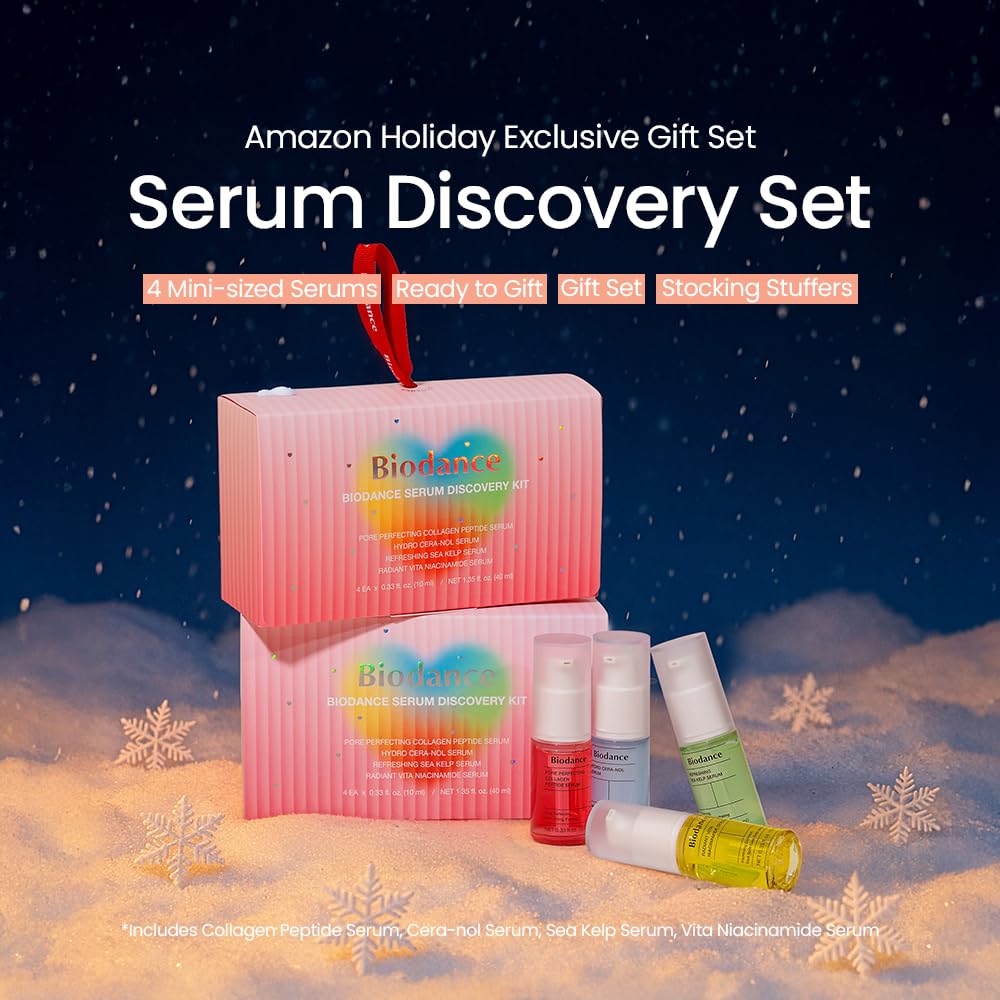 BIODANCE Serum Discovery Set: 4 Mini Serums Set, Holiday Christmas Gifts, Stocking Stuffers for teen girls, Korean Skincare with Collagen Peptide, Ceramide Panthenol, Sea Kelp, Vitamin C Niacinamide