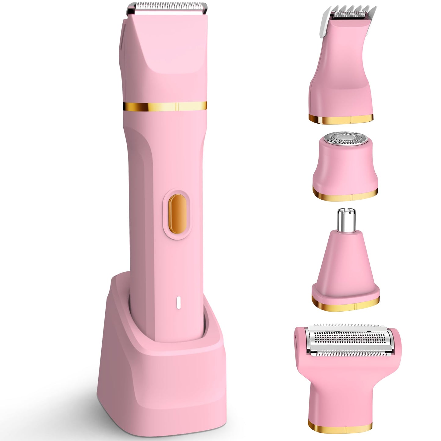 KINGTEE 5-in-1 Electric Bikini Trimmer for Women – IPX7 Waterproof Shaver, Cordless Body & Facial Razors for Women, Ceramic Blades, USB-C Rechargeable, Painless Hair Removal Kit (Blue)