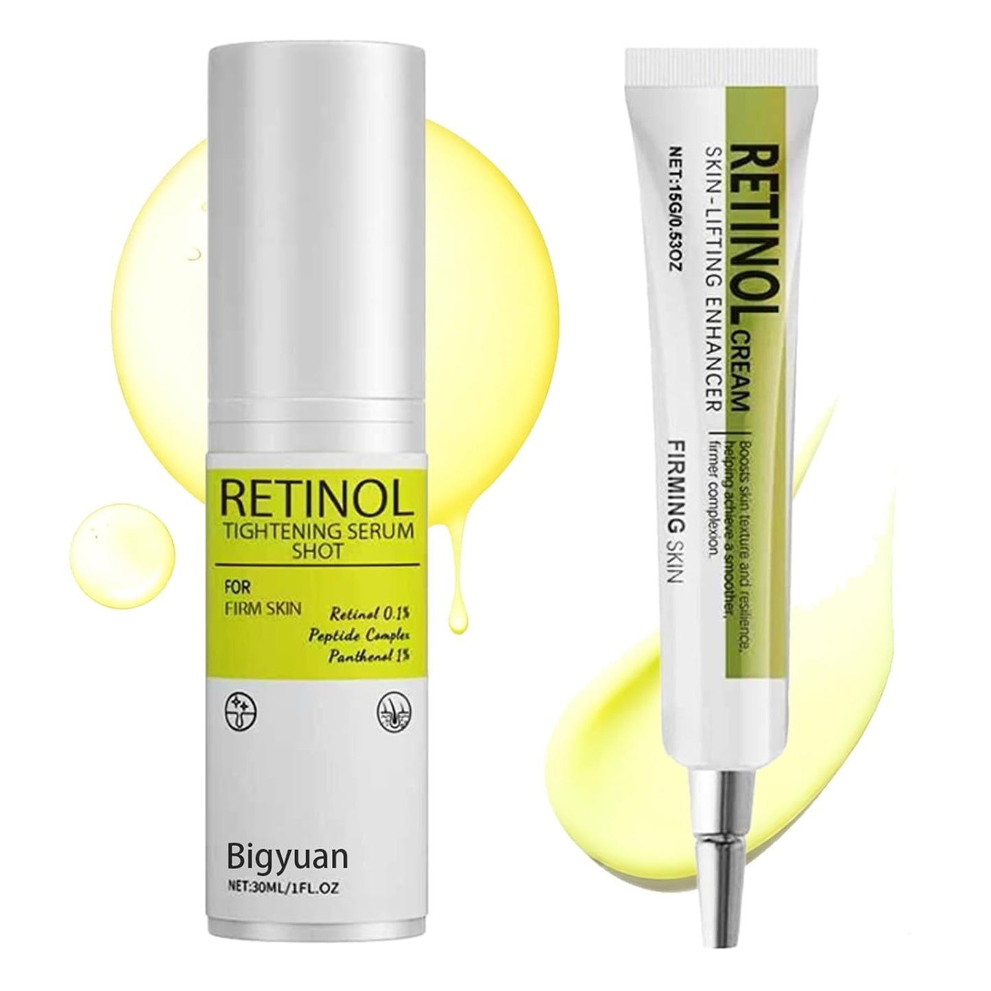 Retinol Peptide Complex Skin Care Set, 0.1% Retinol, Texture Boosting Formula,Boosts skin texture and resilience,helping achieve a smoother,firmer complexion,Skin Care Set have 30ml and 15g.
