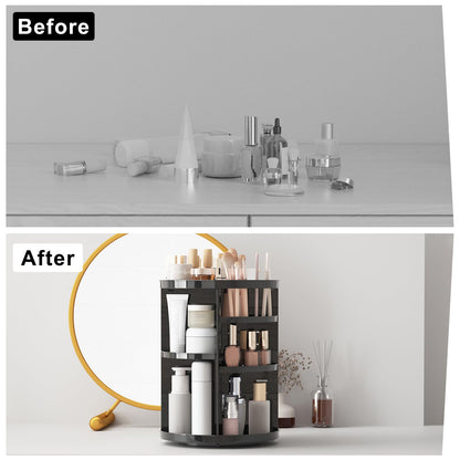 Rotating Makeup Organizer, DIY 8 Adjustable Layers Spinning Skincare Organizer, Cosmetic Display Case with Brush Holder Perfume Tray, Multi-Function Storage Carousel for Vanity Bathroom Countertop
