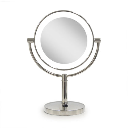 Zadro Laguna 11" LED Lighted Makeup Mirror with Magnification (Large | 15" x 11" | 10X/1X, Satin Nickel)
