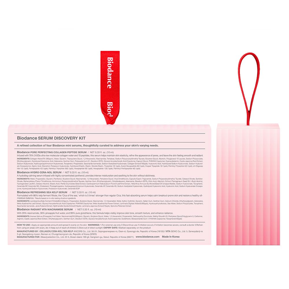 BIODANCE Serum Discovery Set: 4 Mini Serums Set, Holiday Christmas Gifts, Stocking Stuffers for teen girls, Korean Skincare with Collagen Peptide, Ceramide Panthenol, Sea Kelp, Vitamin C Niacinamide