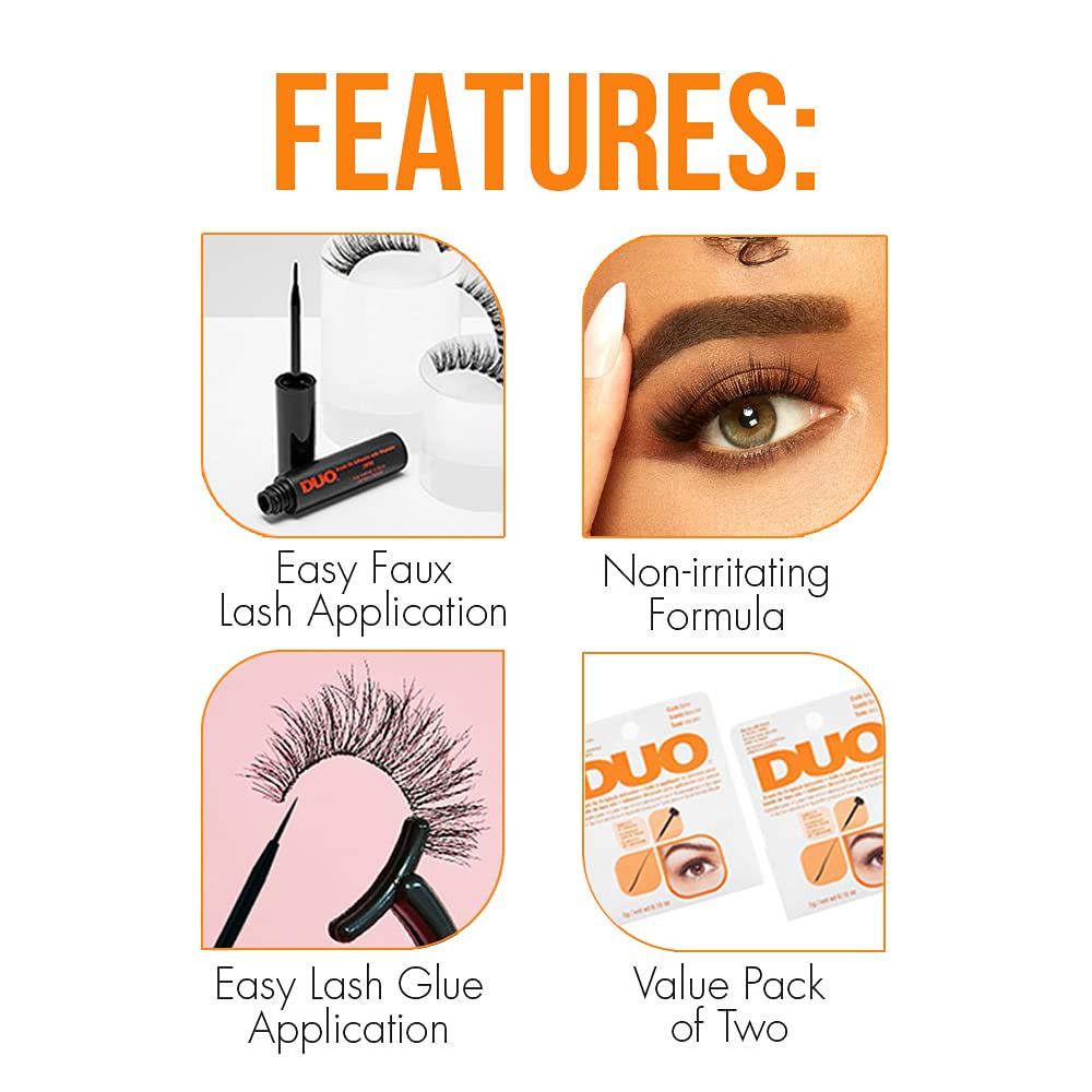 DUO Brush-On Clear Lash Glue –Waterproof Strip Lash Adhesive with Vitamins A, C & E, Long Lasting Eyelash Glue, 0.18 oz, 1 Pack