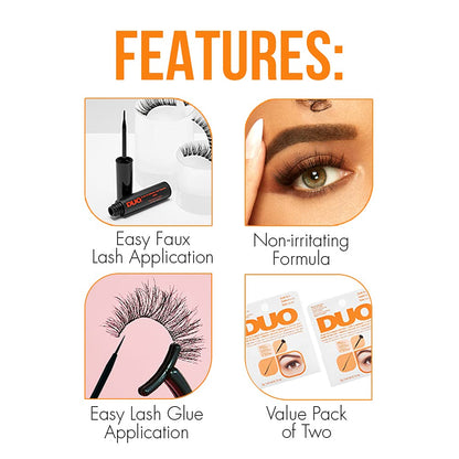 DUO Brush-On Clear Lash Glue –Waterproof Strip Lash Adhesive with Vitamins A, C & E, Long Lasting Eyelash Glue, 0.18 oz, 1 Pack