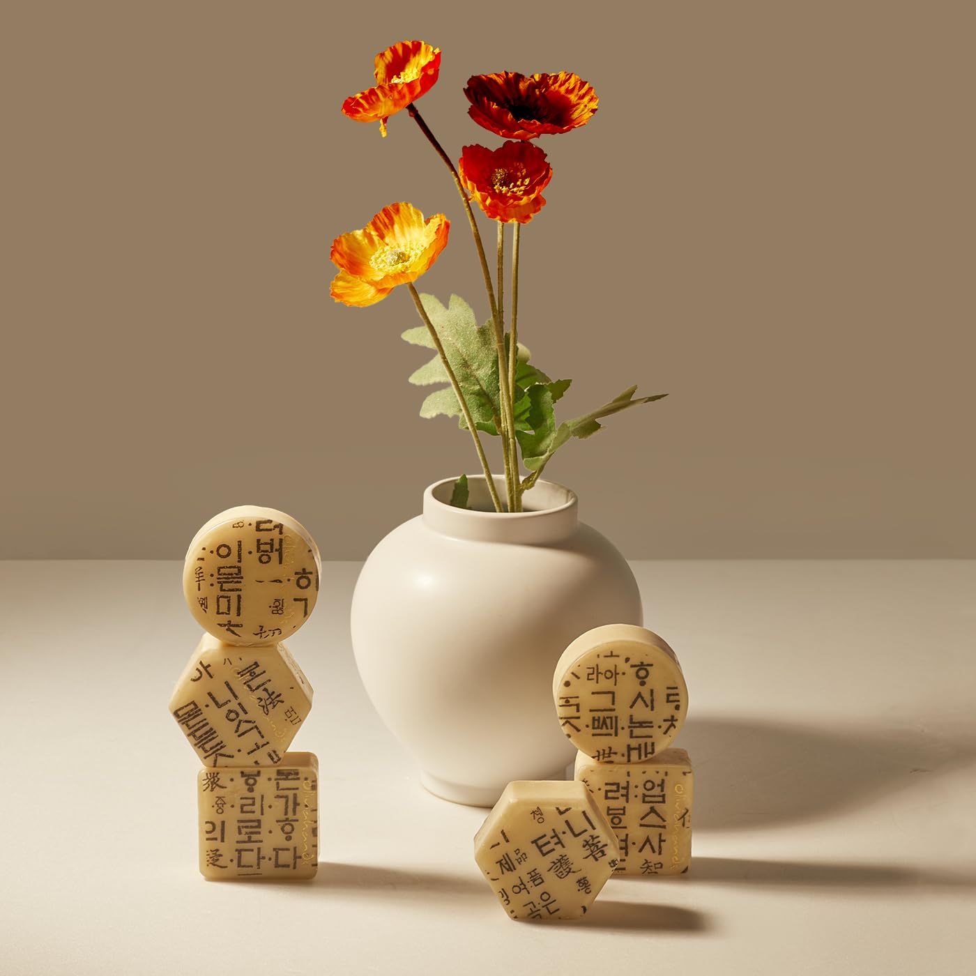 Korean Traditional Hangeul Soap Bars - Handmade Natural Bars, Gentle & Moisturizing, Korean Gift Set (2pcs)