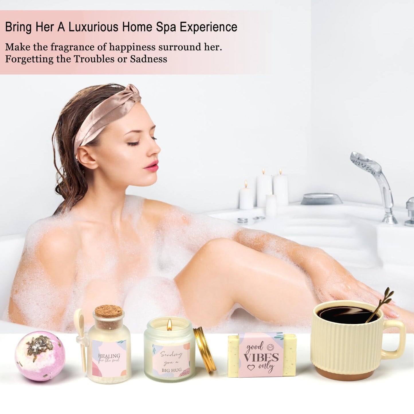 Thinking of You Gift Basket, Self Care Get Well Soon Birthday Gifts for Women, Relaxing Spa Gifts Basket Sick Care Package for Women, Relaxation Get Well Gift for Woman After Surgery, Sympathy Baskets