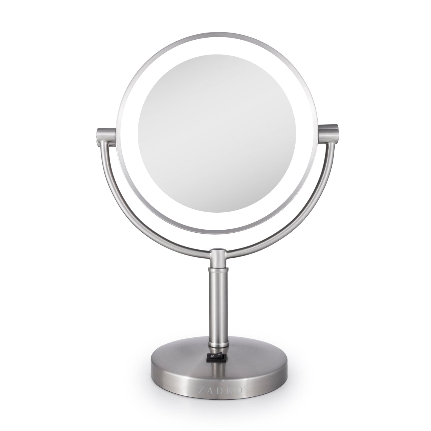 Zadro Laguna 11" LED Lighted Makeup Mirror with Magnification (Large | 15" x 11" | 10X/1X, Satin Nickel)