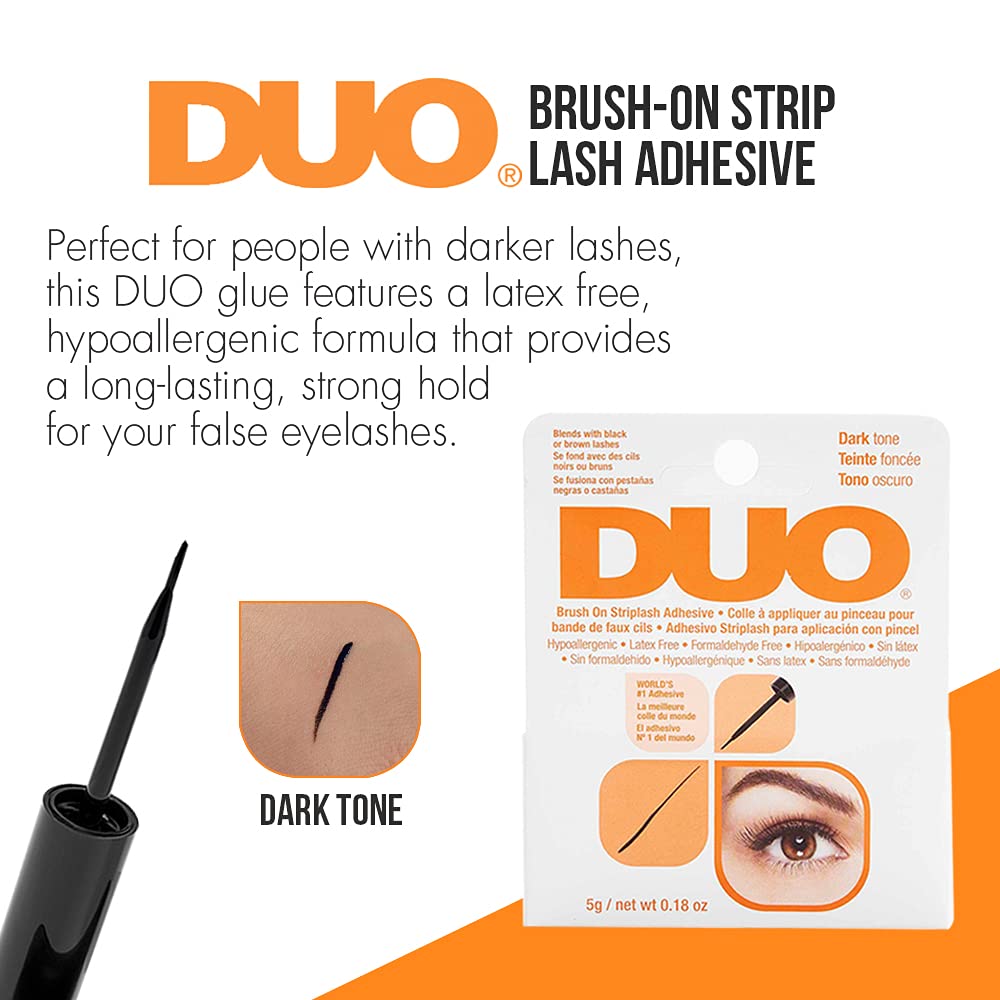DUO Brush-On Clear Lash Glue –Waterproof Strip Lash Adhesive with Vitamins A, C & E, Long Lasting Eyelash Glue, 0.18 oz, 1 Pack