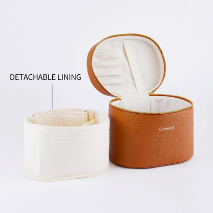 Makeup Bag, Toiletry Bag with Removable Zippered Inner Pocket, Portable Cosmetic Bag, Makeup Organizer for Woman Case (Brown)