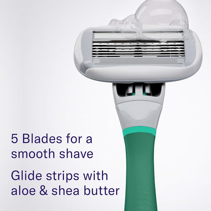 Flamingo Women's Razor Holiday Gift Set - Razor Handle, Blade Refill, Mini Smoothing Shave Scrub, Mini Nourishing Shaving Oil, Mini Soothing Shave Serum, and Shower Holder