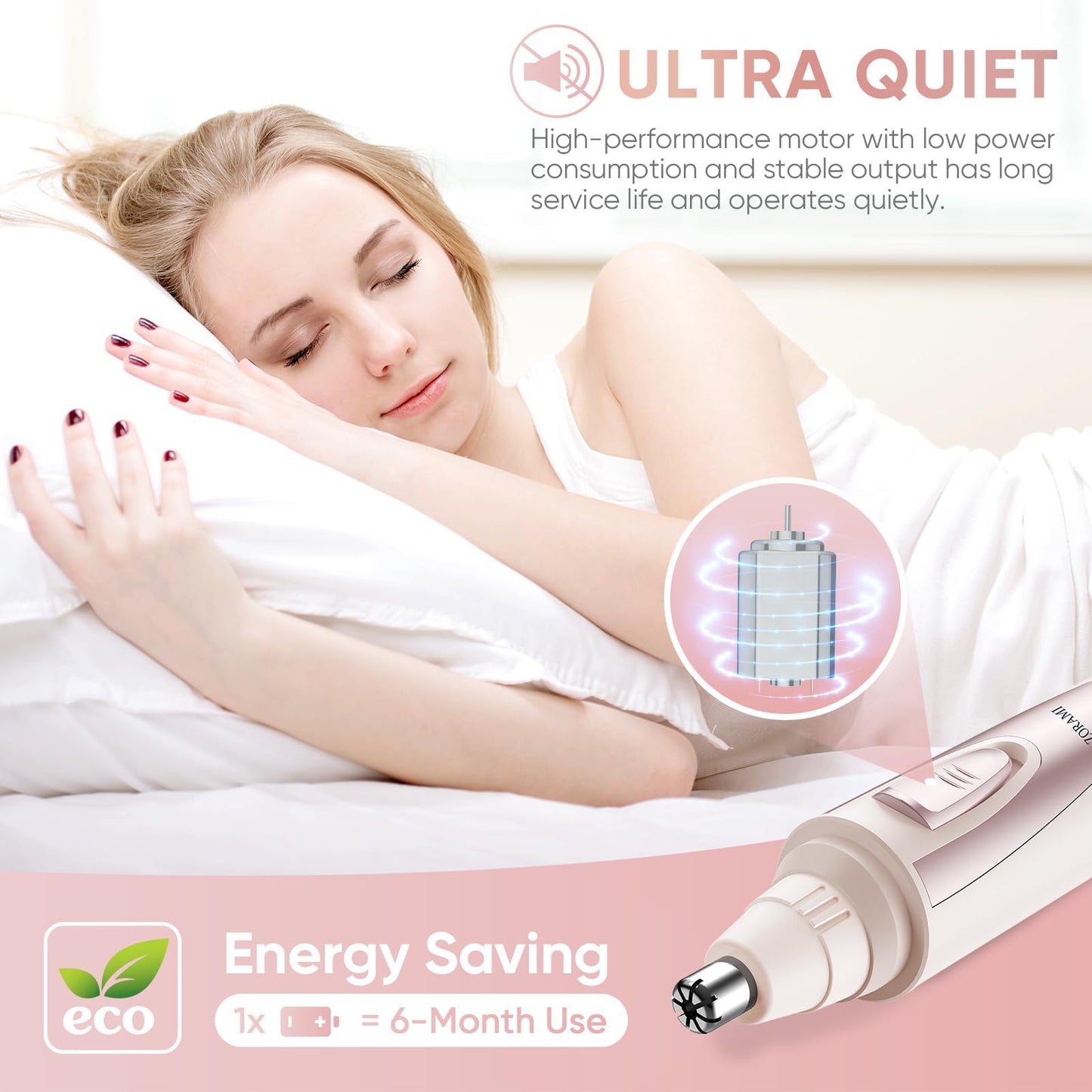 Ear and Nose Hair Trimmer Clipper - 2025 Professional Painless Eyebrow & Facial Hair Trimmer for Men Women, Battery-Operated Trimmer with IPX7 Waterproof, Dual Edge Blades for Easy Cleansing Black