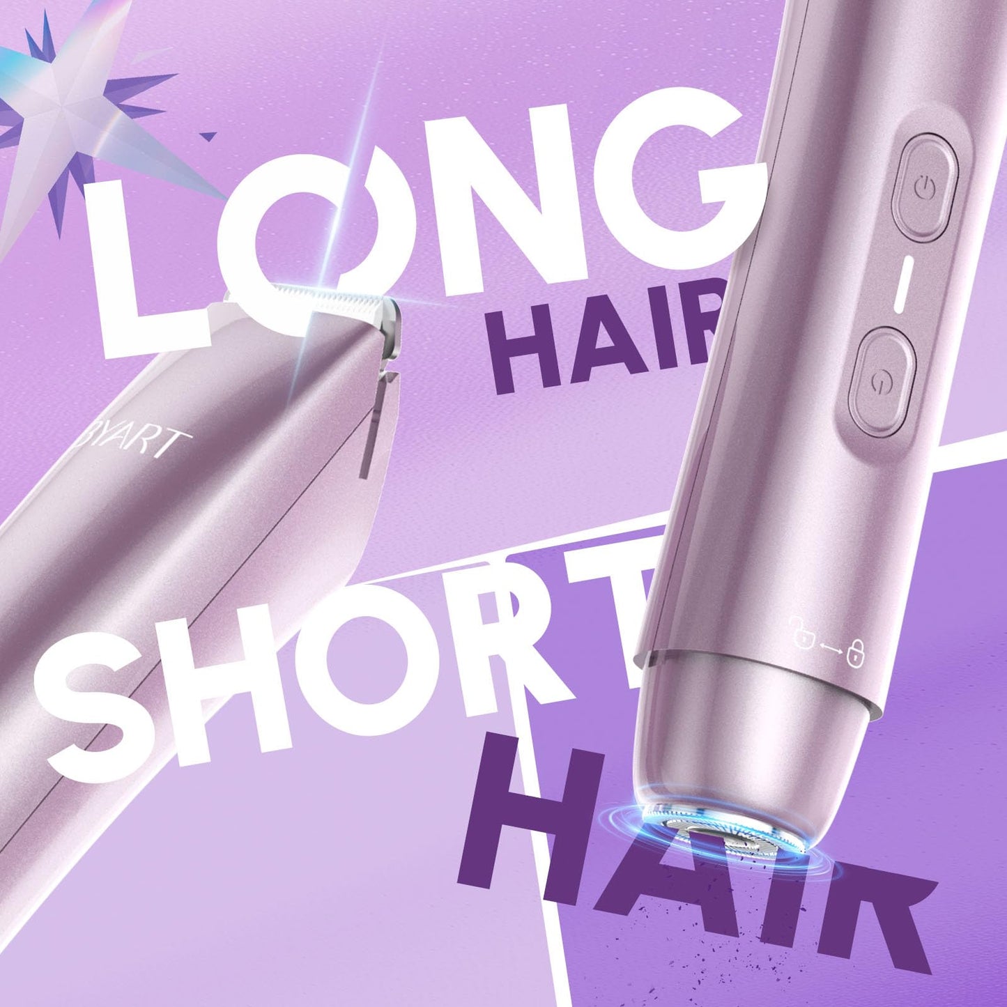 Bikini Trimmer for Women Dual Head - IPX7 Waterproof & Painless Electric Razors for Beauty, Pubic Hair, Face, Legs & Underarms– Portable Cordless Shaver with Fast Charging (Purple)