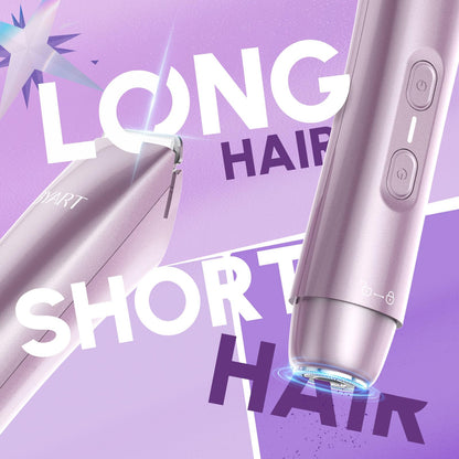 Bikini Trimmer for Women Dual Head - IPX7 Waterproof & Painless Electric Razors for Beauty, Pubic Hair, Face, Legs & Underarms– Portable Cordless Shaver with Fast Charging (Purple)