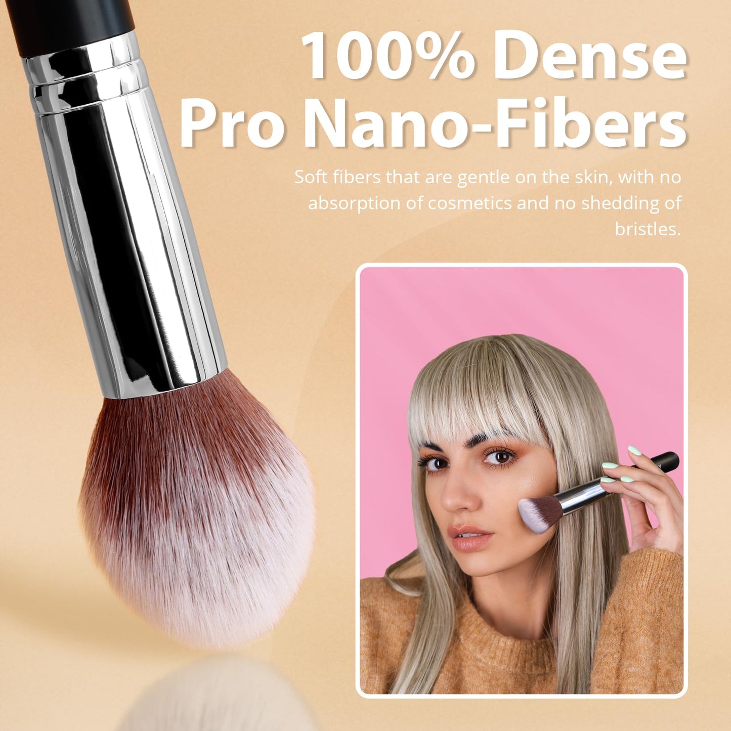 BEAKEY Makeup Brushes Set, Professional Foundation Eyeshadow Concealer Blush Powder Bronzer Applicator, 2 Blender Sponge with Beauty Paper Case stocking stuffers