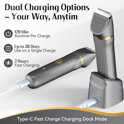 KINGTEE 5-in-1 Electric Bikini Trimmer for Women – IPX7 Waterproof Shaver, Cordless Body & Facial Razors for Women, Ceramic Blades, USB-C Rechargeable, Painless Hair Removal Kit (Blue)