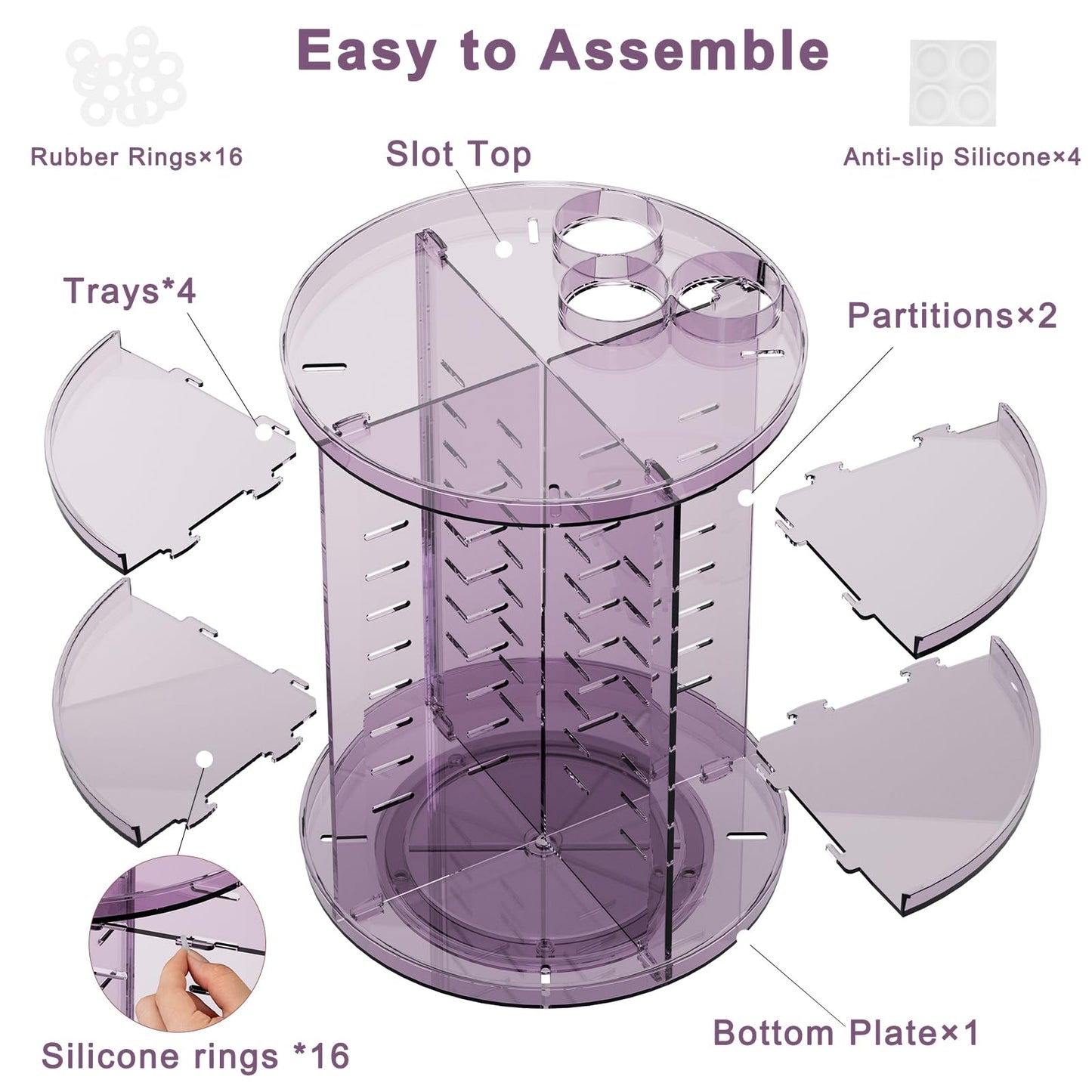 Rotating Makeup Organizer, DIY 8 Adjustable Layers Spinning Skincare Organizer, Cosmetic Display Case with Brush Holder Perfume Tray, Multi-Function Storage Carousel for Vanity Bathroom Countertop