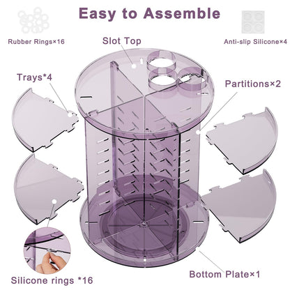 Rotating Makeup Organizer, DIY 8 Adjustable Layers Spinning Skincare Organizer, Cosmetic Display Case with Brush Holder Perfume Tray, Multi-Function Storage Carousel for Vanity Bathroom Countertop