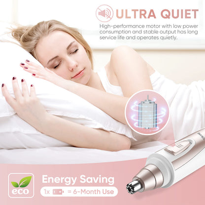 Ear and Nose Hair Trimmer Clipper - 2025 Professional Painless Eyebrow & Facial Hair Trimmer for Men Women, Battery-Operated Trimmer with IPX7 Waterproof, Dual Edge Blades for Easy Cleansing Black