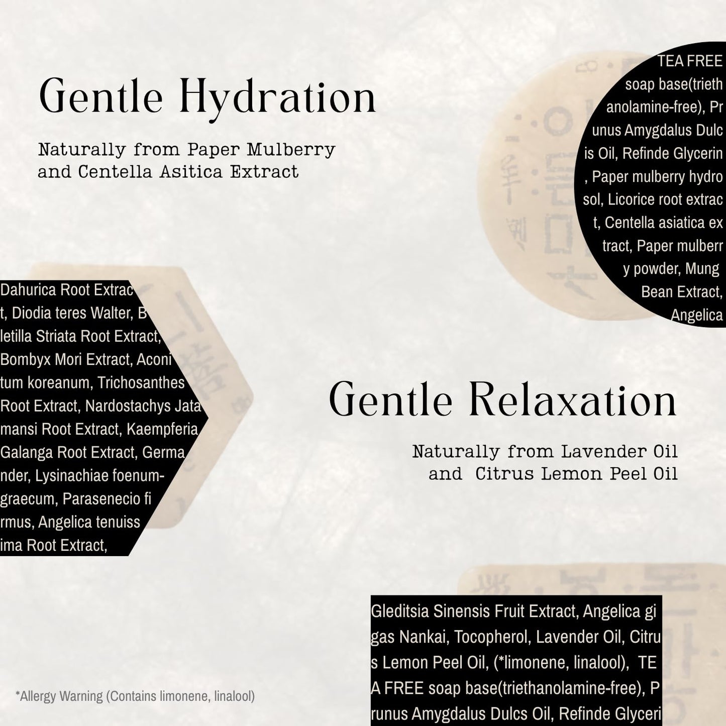 Korean Traditional Hangeul Soap Bars - Handmade Natural Bars, Gentle & Moisturizing, Korean Gift Set (2pcs)