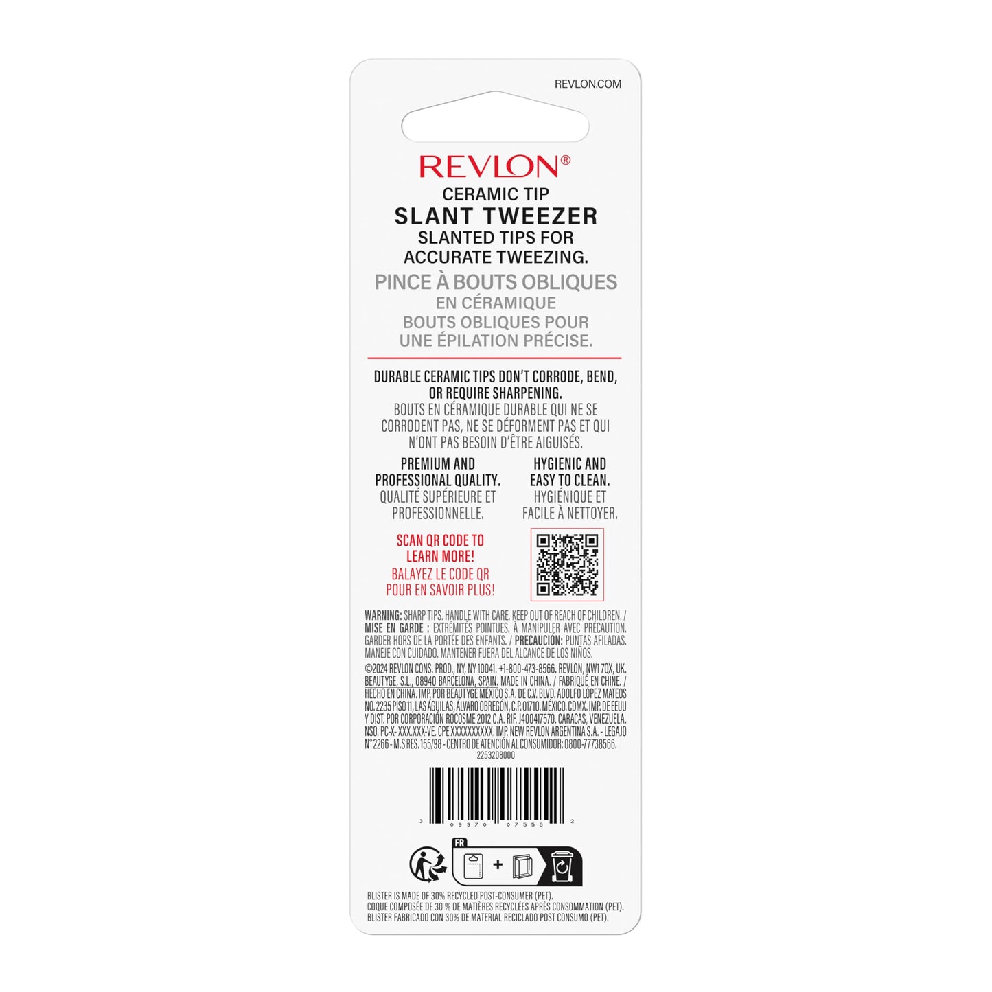 Revlon Expert Slant Tweezer, High Precision For an Easy Hair Removal, Made With Stainless Steel, 1 Count