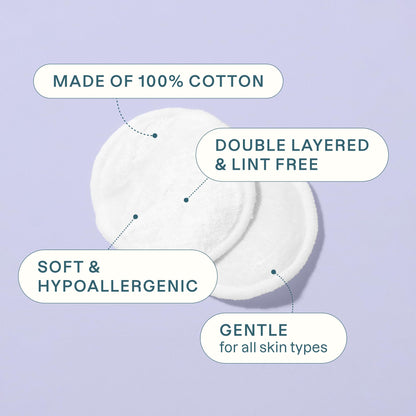 Cliganic Premium Cotton Rounds for Face (300 Count) - Makeup Remover Pads, Hypoallergenic, Lint-Free | 100% Pure Cotton