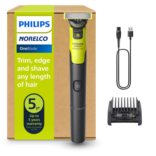 Philips Norelco One 360 Hybrid Face, Electric Beard Trimmer and Shaver, with 360 Technology, 1x 360 for Face, 5in1 Adjustable Comb, Model QP2724/90