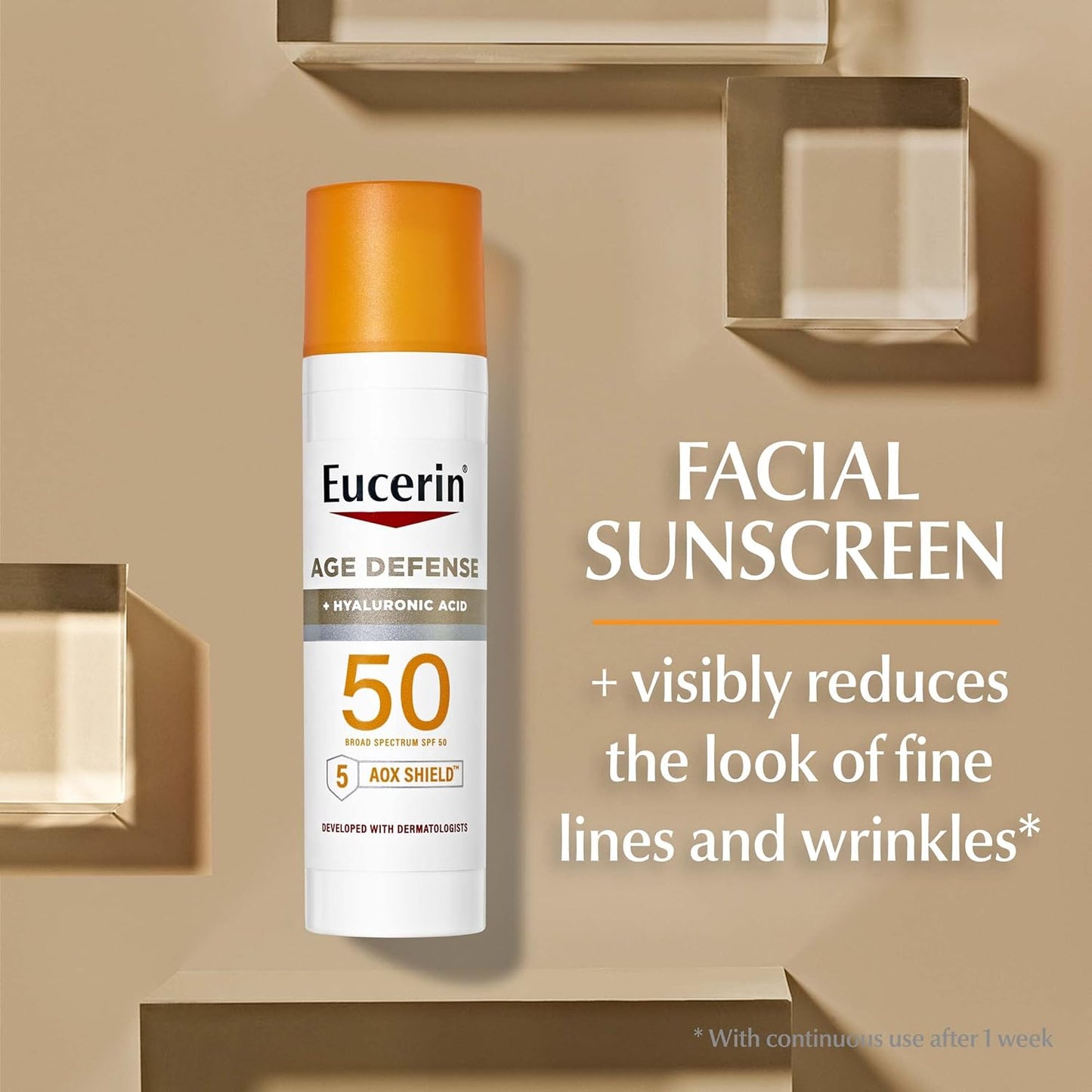 Eucerin Sun Advanced Hydration SPF 50 Sunscreen Lotion (5 Fl Oz) + Age Defense Face Sunscreen Lotion SPF 50 (2.5 Fl Oz), Hypoallergenic and Lightweight Sun Protection with Hyaluronic Acid