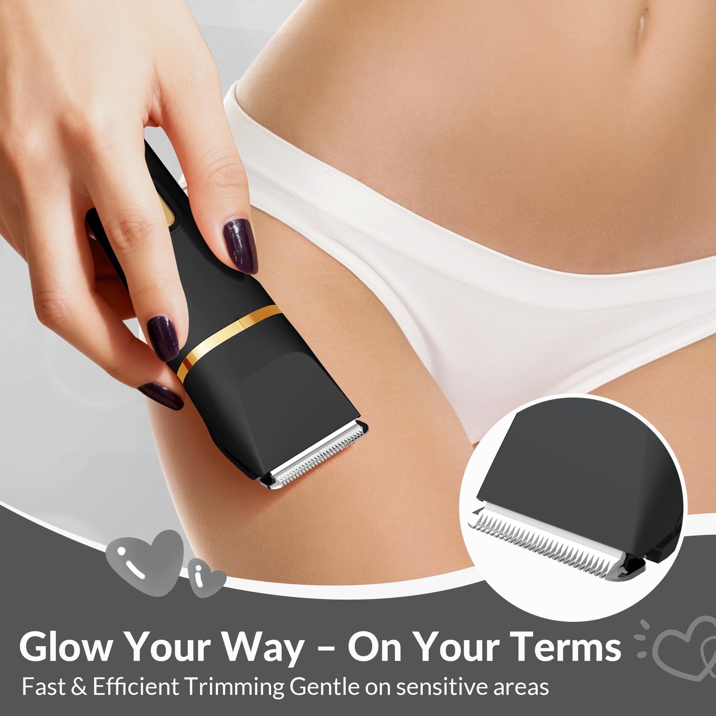 KINGTEE 5-in-1 Electric Bikini Trimmer for Women – IPX7 Waterproof Shaver, Cordless Body & Facial Razors for Women, Ceramic Blades, USB-C Rechargeable, Painless Hair Removal Kit (Blue)