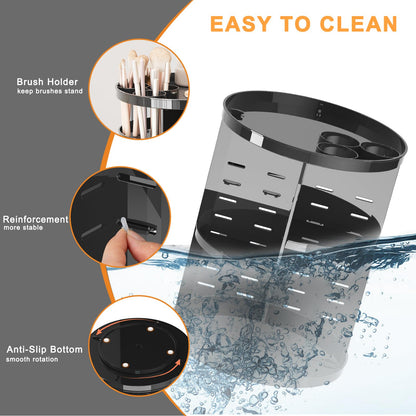 Rotating Makeup Organizer, DIY 8 Adjustable Layers Spinning Skincare Organizer, Cosmetic Display Case with Brush Holder Perfume Tray, Multi-Function Storage Carousel for Vanity Bathroom Countertop