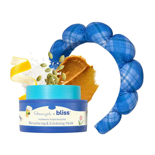 Gilmore Girls x Bliss Pumpkin Powerhouse Resurfacing & Exfoliating Pumpkin and AHA Facial Mask with Plaid Spa Headband