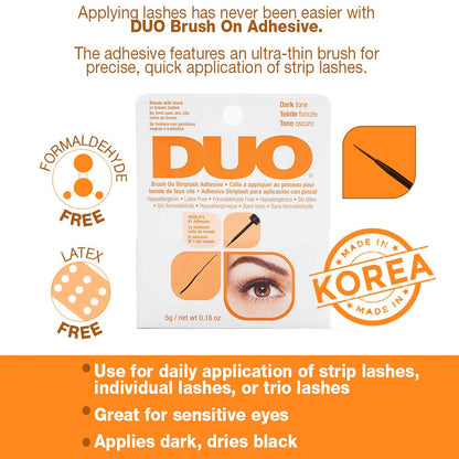 DUO Brush-On Clear Lash Glue –Waterproof Strip Lash Adhesive with Vitamins A, C & E, Long Lasting Eyelash Glue, 0.18 oz, 1 Pack