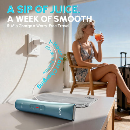 Bikini Trimmer for Women Dual Head - IPX7 Waterproof & Painless Electric Razors for Beauty, Pubic Hair, Face, Legs & Underarms– Portable Cordless Shaver with Fast Charging (Purple)